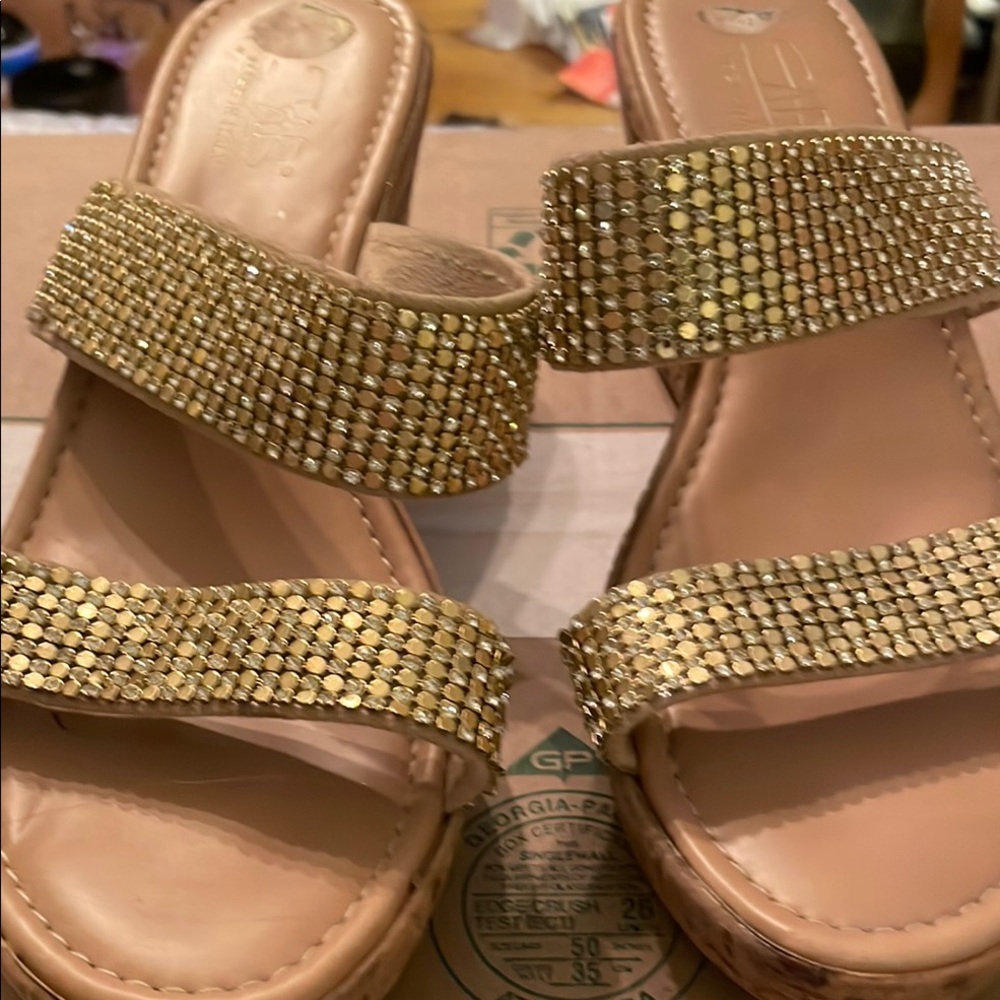 Elegant Gold Studded Women's Sandals